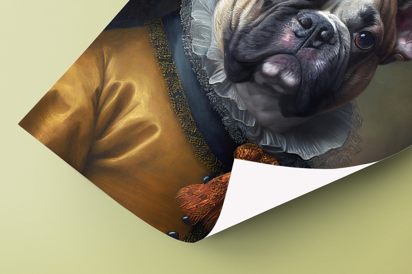 Poster Baroque Noble Bulldog Français, Décoration Murale Chien, Affiche Animaux à Encadrer