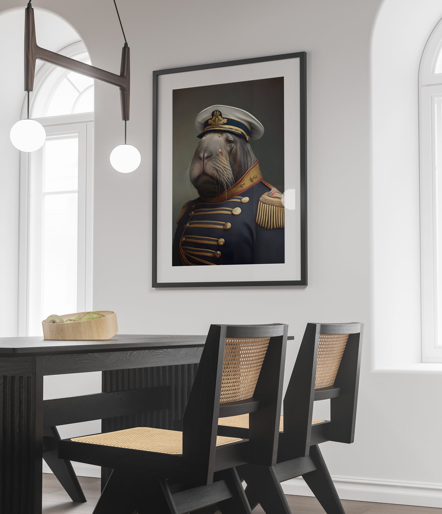 Heroic Walrus Poster in Military Uniform | Funny Animal Wall Art | Portrait Print for Home Decor