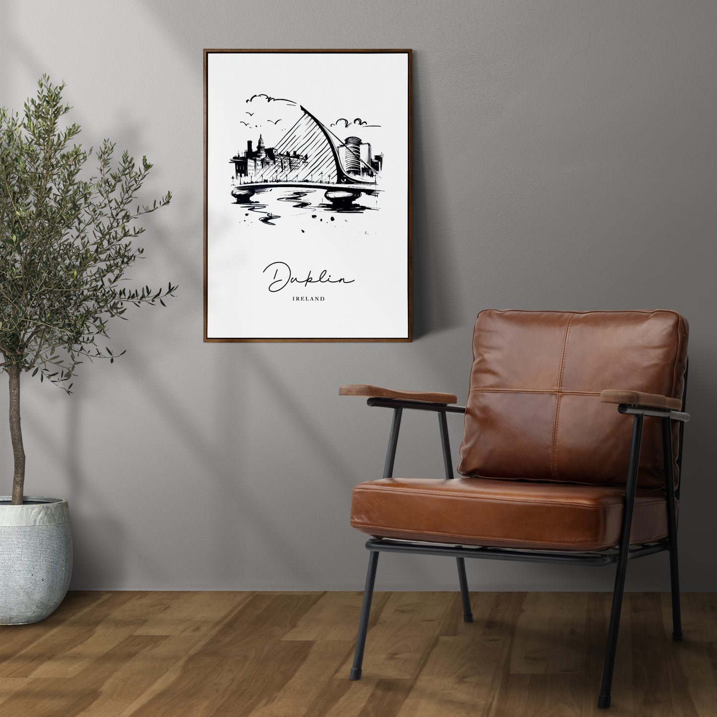 Dublin Poster - Black and White Sketch of Landmarks, Living Room Wall Art, Irish Bedroom Decor, Office Poster, Unique Travel Gift