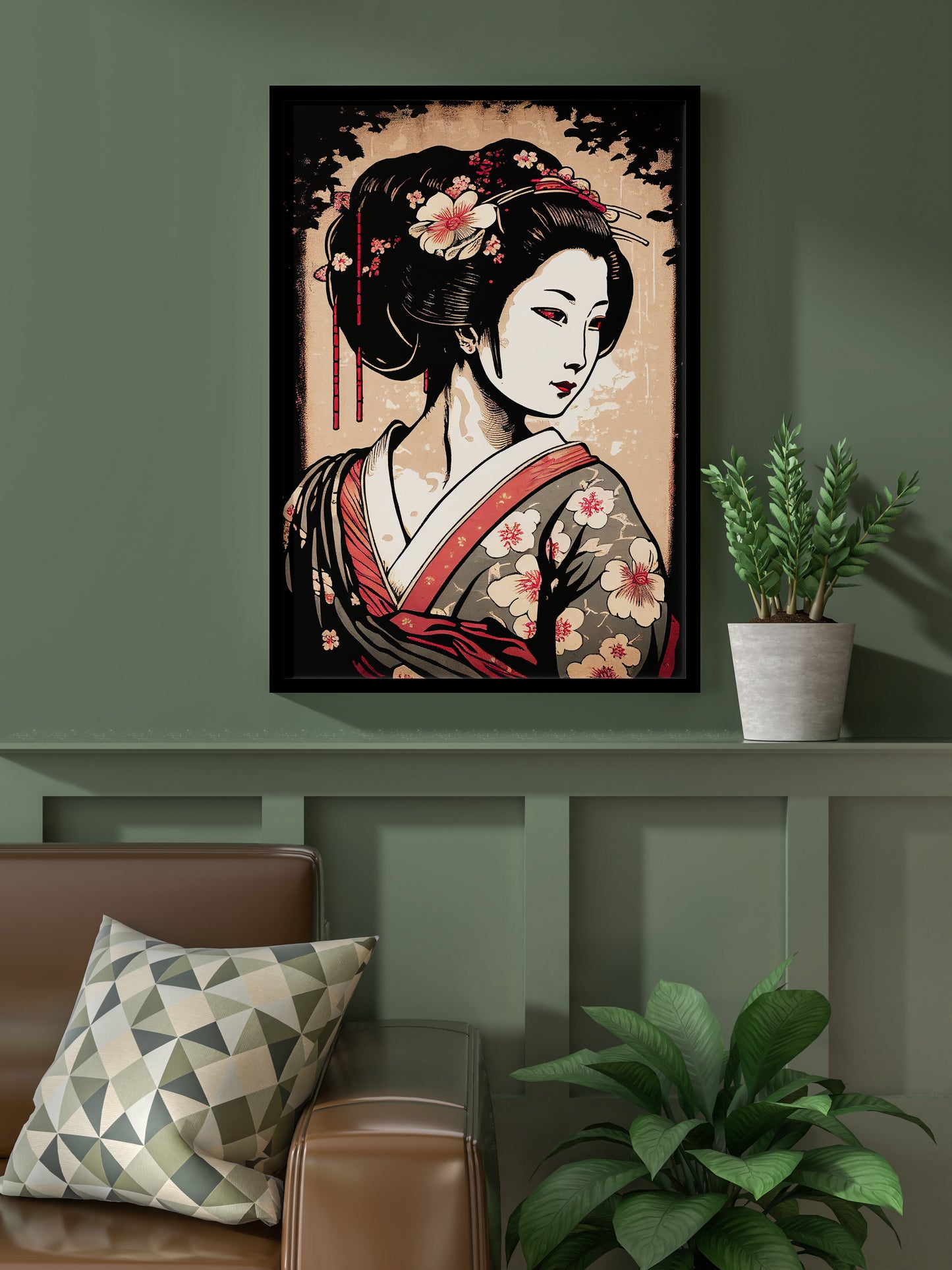 Poster Geisha, Illustration Japonaise, Décoration Murale Geiko, Affiche à Encadrer, Art Asiatique