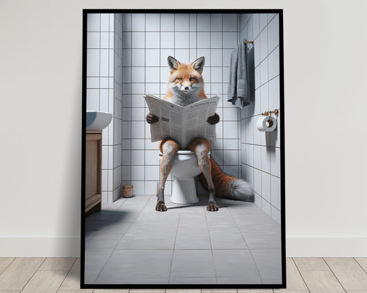 Funny Pelican Reading Newspaper Bathroom Poster – Unique WC Toilet Wall Art Decor, Hilarious Gift Idea