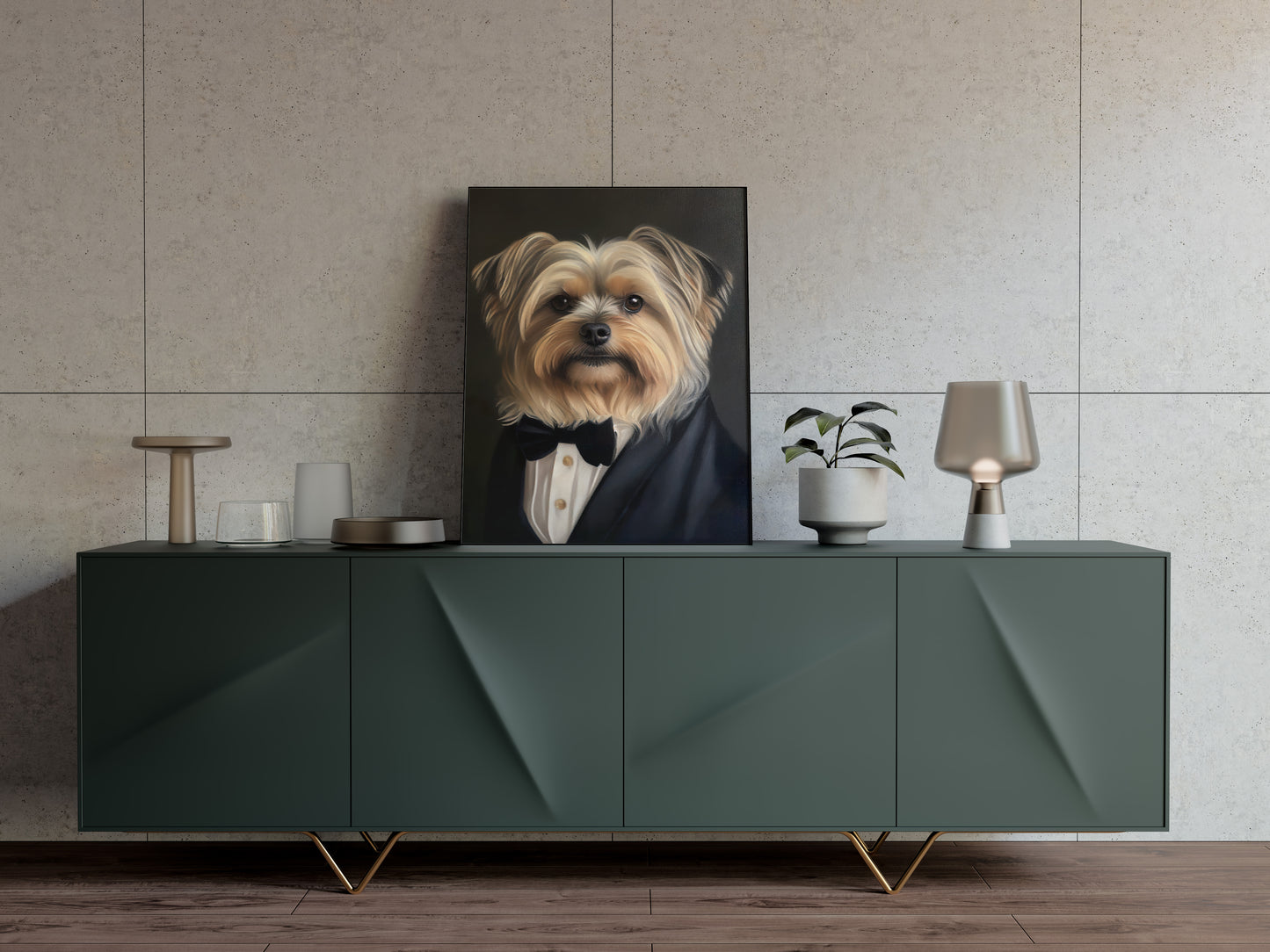 Yorkshire Terrier Tuxedo Poster - Stylish Animal Wall Décor | Frame-Ready Yorkshire Portrait Art