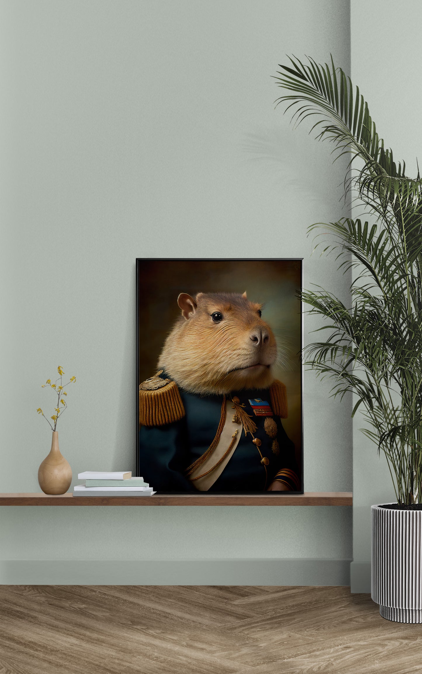 Poster Capybara en Uniforme Militaire - Décoration Murale Animaux, Art Mural Unique et Original