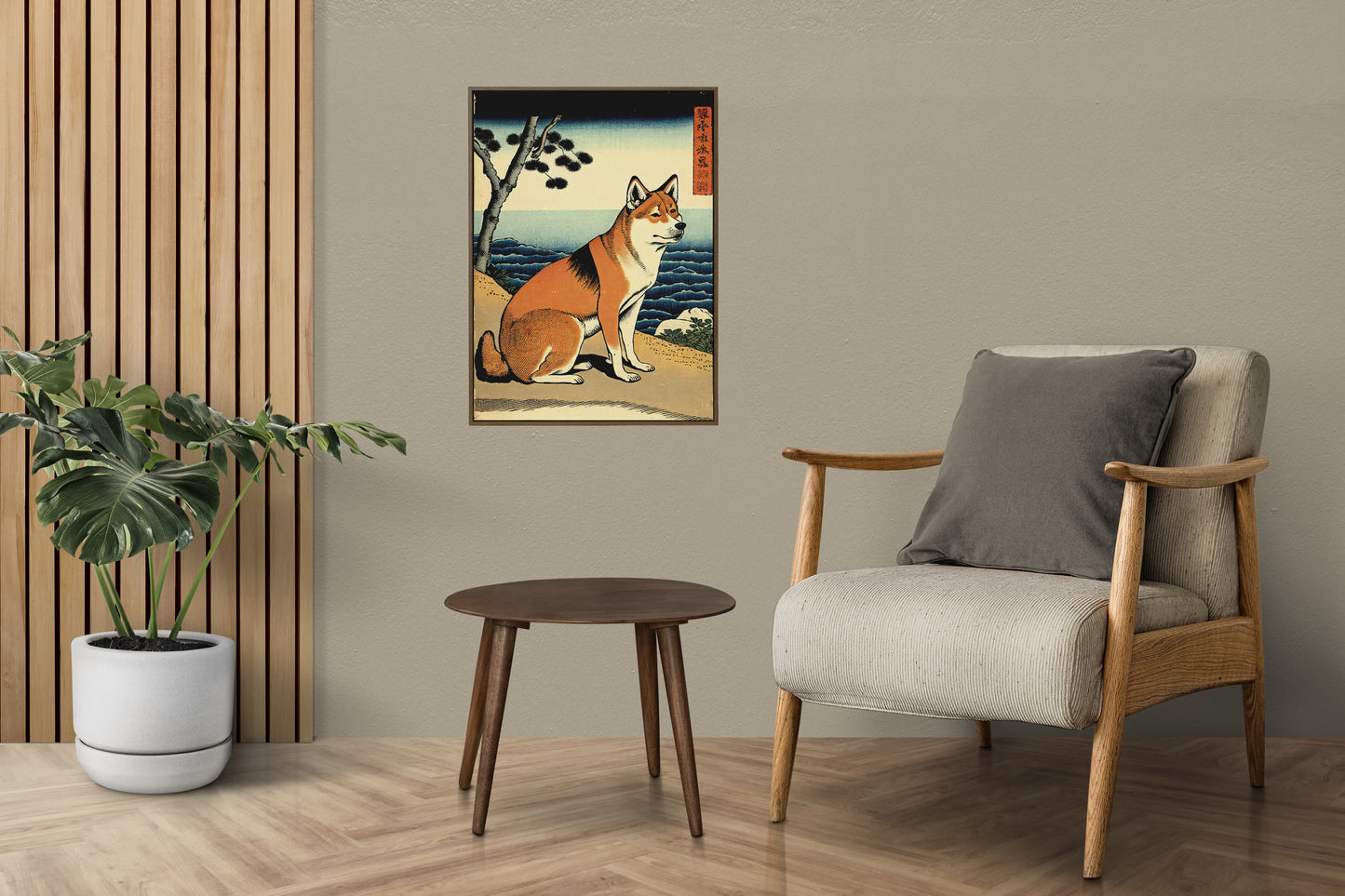 Shiba Inu Dog Poster, Japanese Art Style Illustration, Nipponese Wall Art Decor