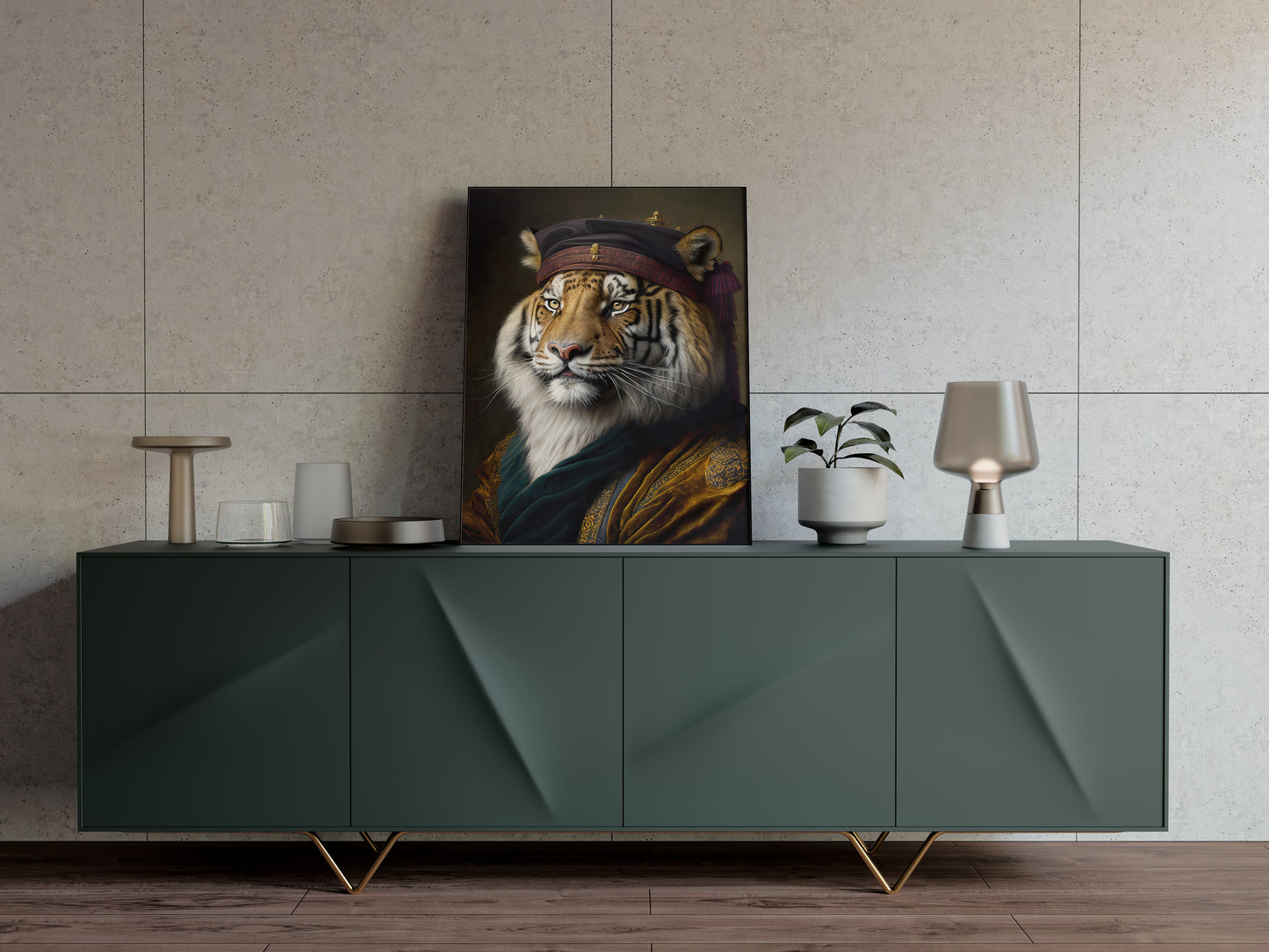 Poster de tigre noble style baroque - Décoration murale d'animaux, affiche féline à encadrer pour votre intérieur