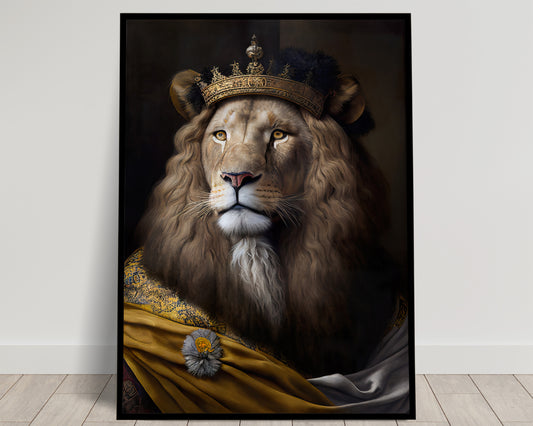 Poster Lion Noble Style Baroque - Décoration Murale Animaux, Affiche Féline Artwork, Design Élégant