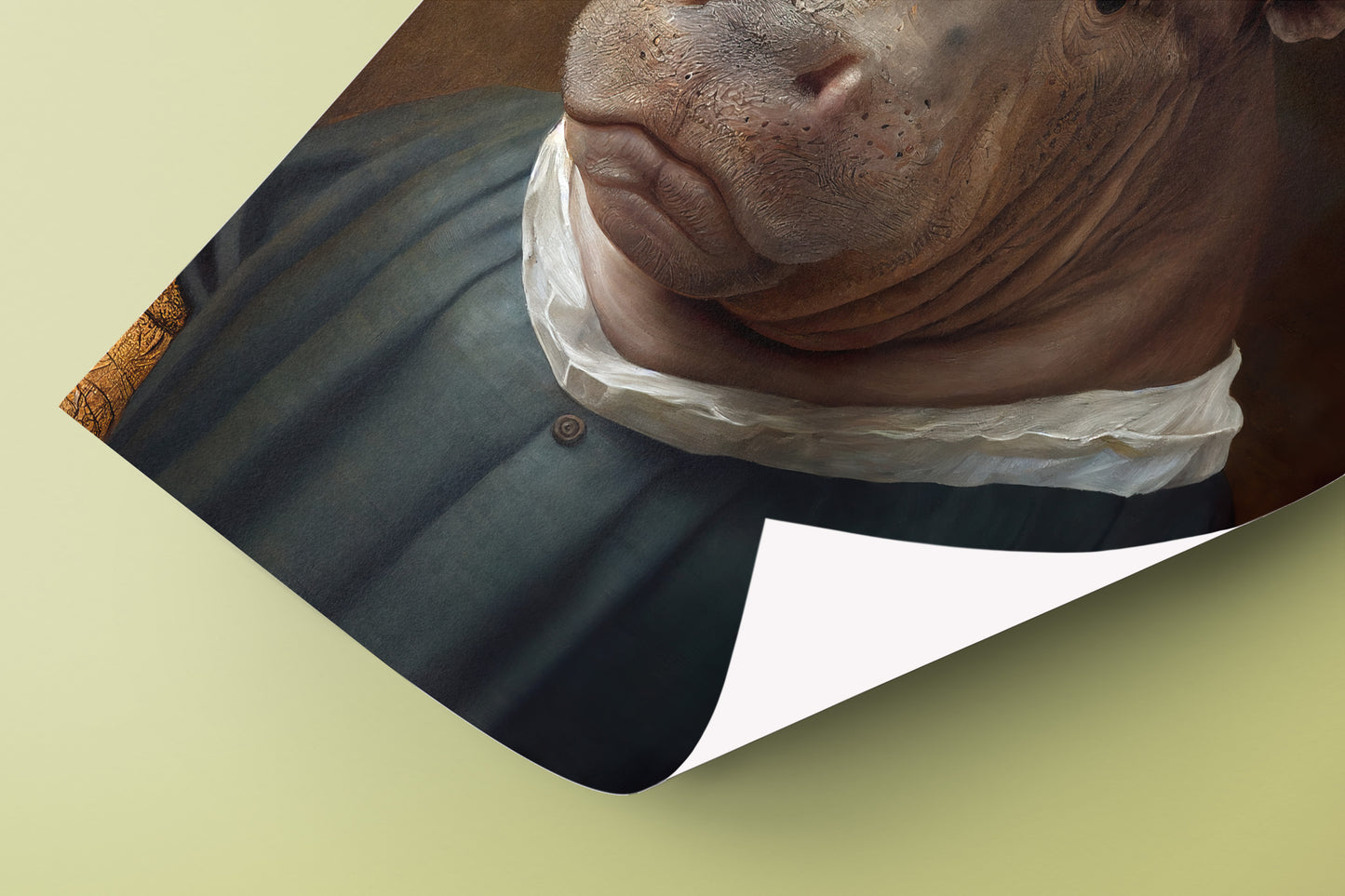 Poster Baroque Hippopotame Noble - Affiche déco murale animaux à encadrer, Art mural élégant