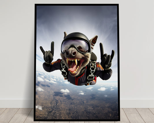 Skydiving Bat Poster - Epic Wall Art Animal Print | Extreme Sport Decor | Unique Animal Lover Gift