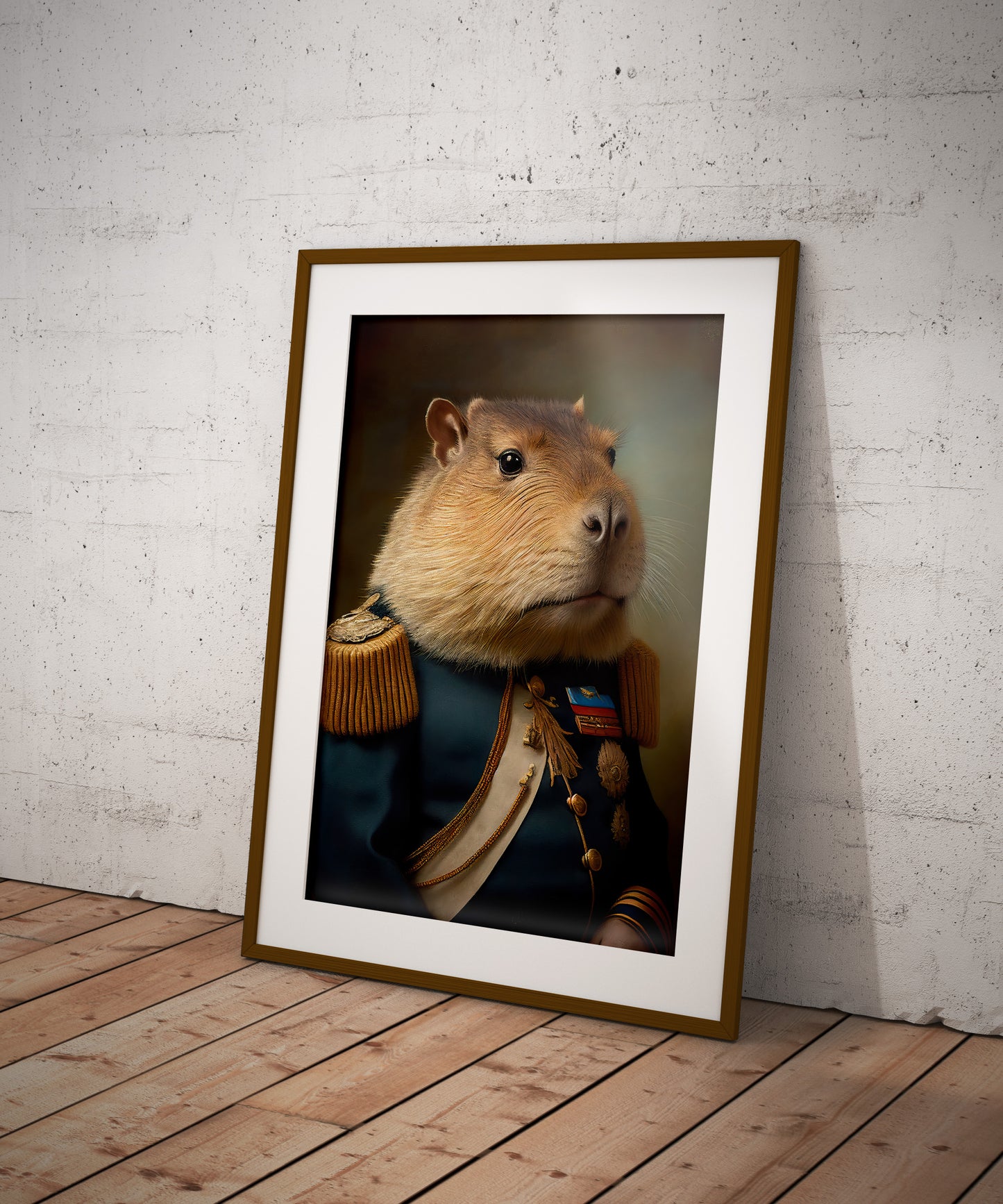 Poster Capybara en Uniforme Militaire - Décoration Murale Animaux, Art Mural Unique et Original