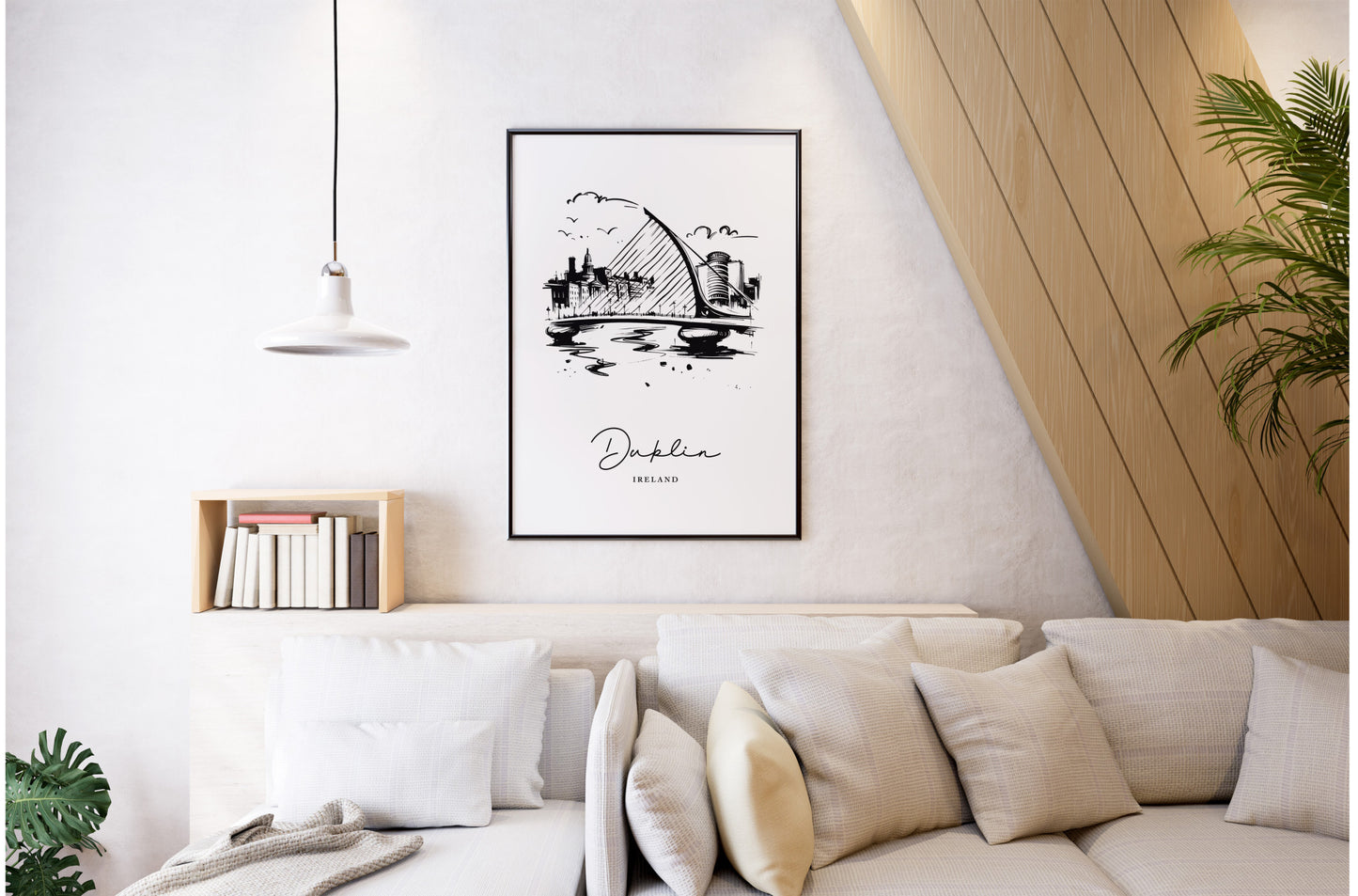 Dublin Poster - Black and White Sketch of Landmarks, Living Room Wall Art, Irish Bedroom Decor, Office Poster, Unique Travel Gift