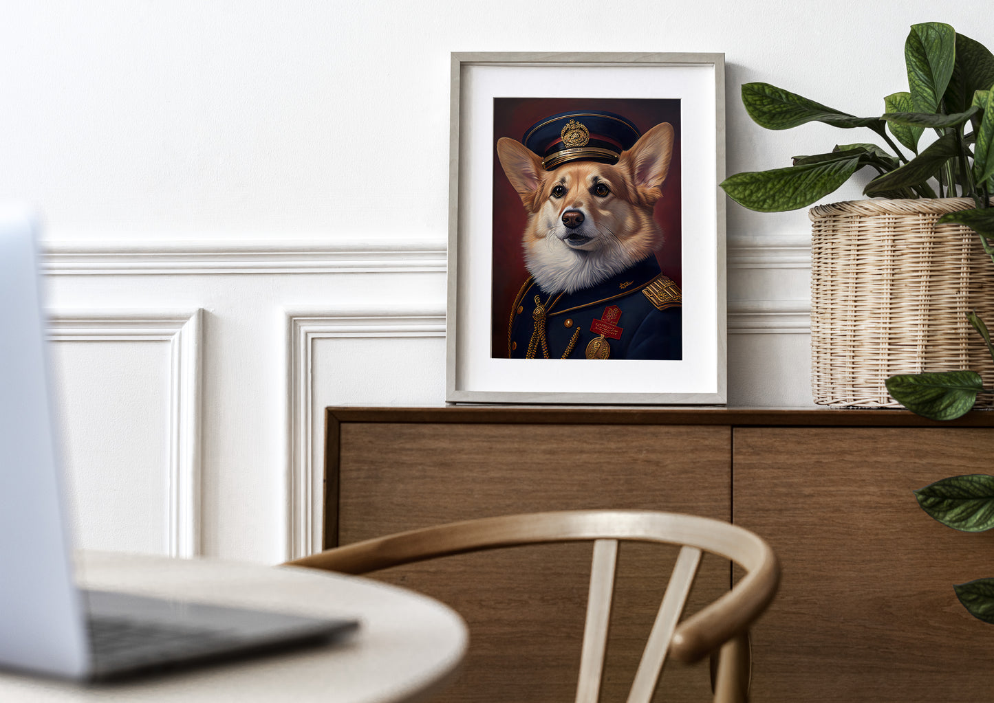 Poster Chien Corgi Héros en Uniforme Militaire - Décoration Murale Animaux - Affiche Murale Corgi