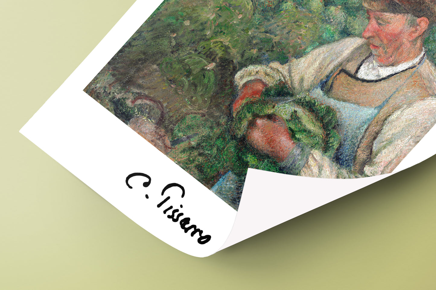 Camille Pissarro Impressionist Masterpiece Poster - The Gardener, Old Farmer with Cabbage, Wall Art Decoration