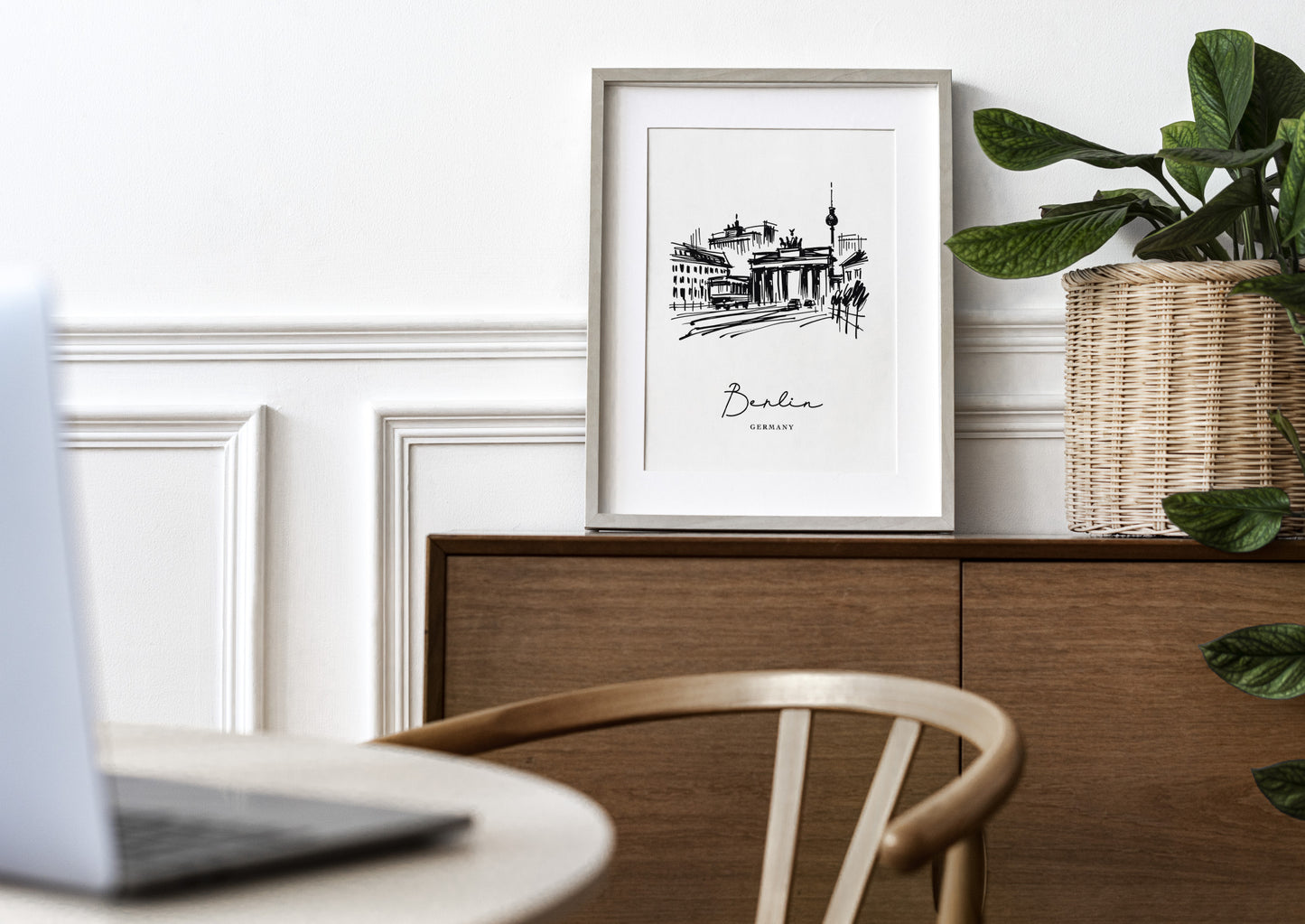 Berlin Landmarks Poster - Black and White Sketch Wall Art for Living Room, Bedroom, Office - Unique Travel Gift Idea