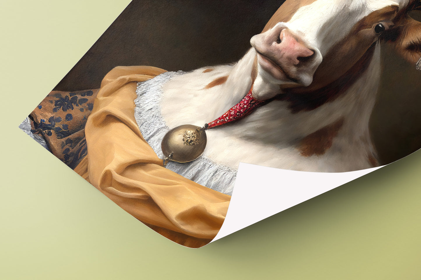 Baroque Style Cow Poster | Noble Animal Wall Art | Frameable Cow Prints | Elegant Home Decor