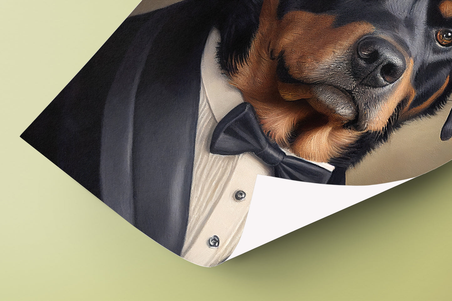 Rottweiler in Tuxedo Poster - Chic Wall Art Print, Humorous Dog Painting for Home Decor