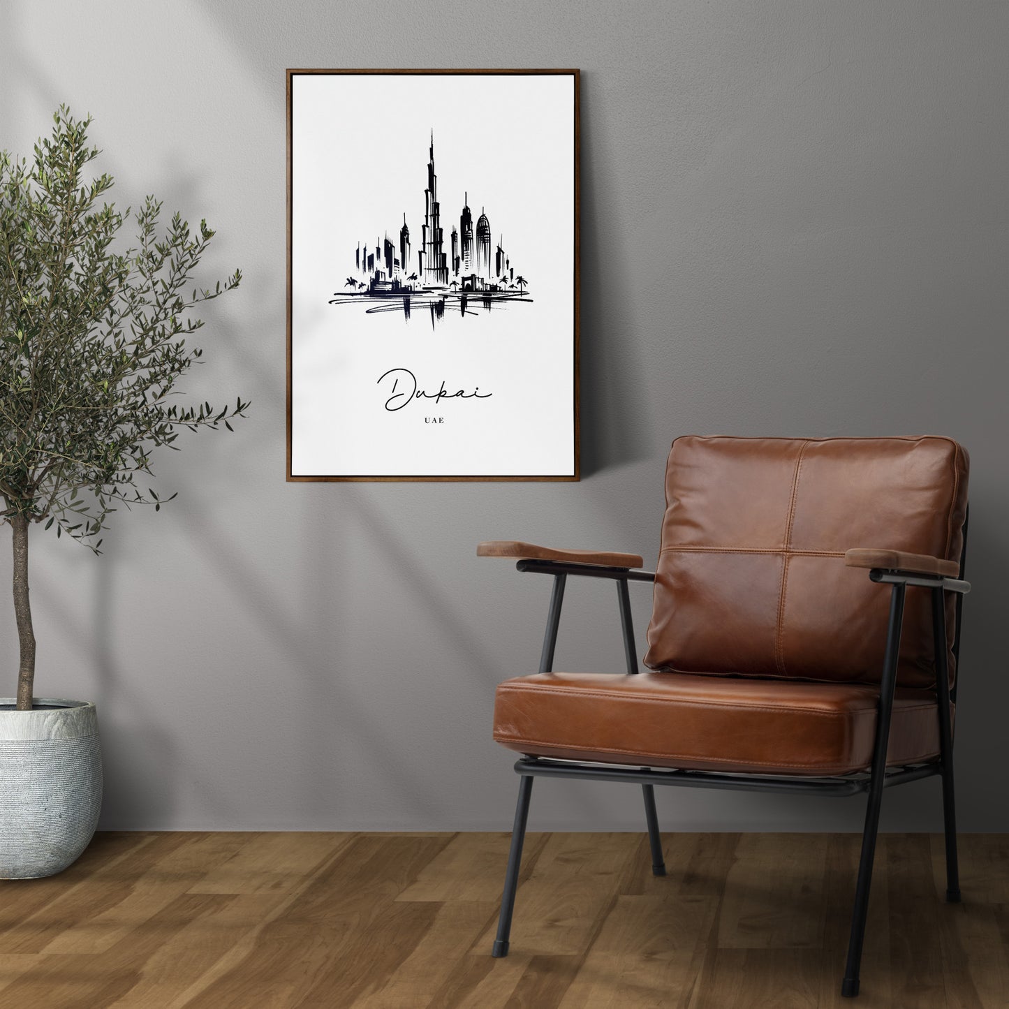 Black and White Dubai Landmarks Poster - Living Room Wall Art, Bedroom Decor, Office Poster, Unique Travel Gift Idea