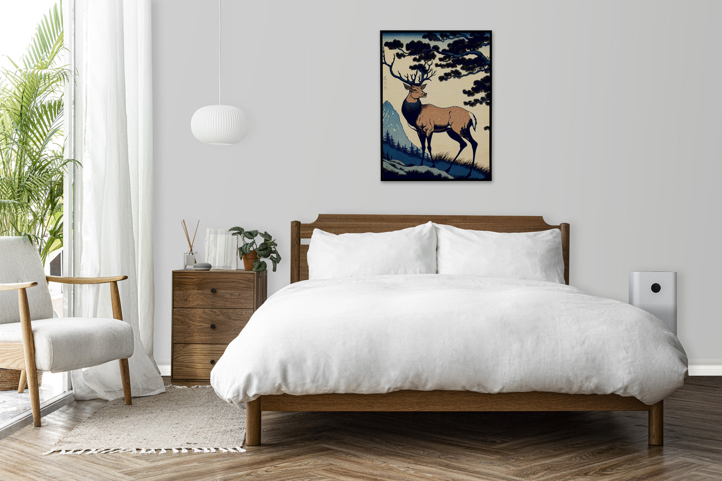 Japanese Deer Poster, Nara Landscape Wall Art, Nature-Inspired Japanese Style Wall Decoration