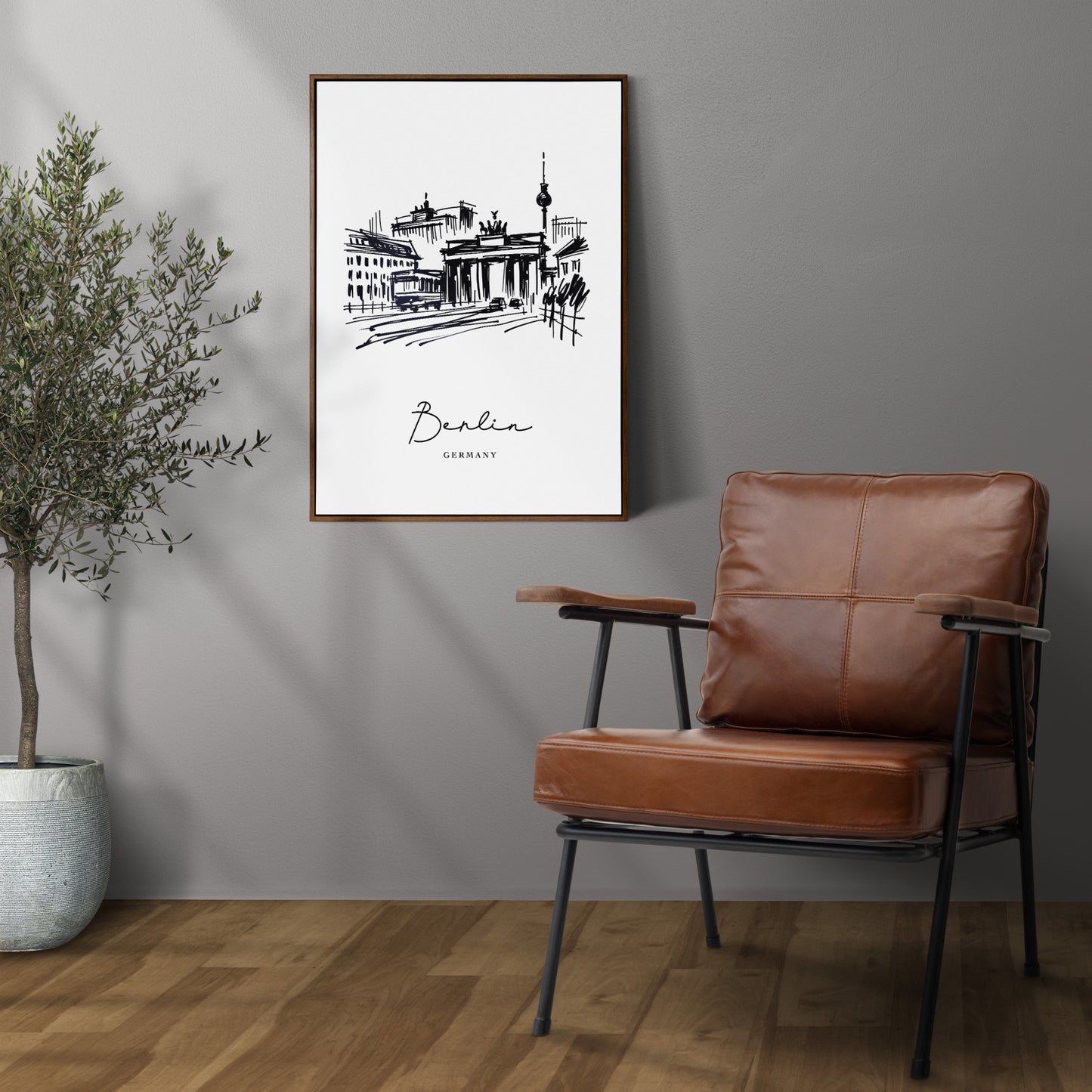 Berlin Landmarks Poster - Black and White Sketch Wall Art for Living Room, Bedroom, Office - Unique Travel Gift Idea