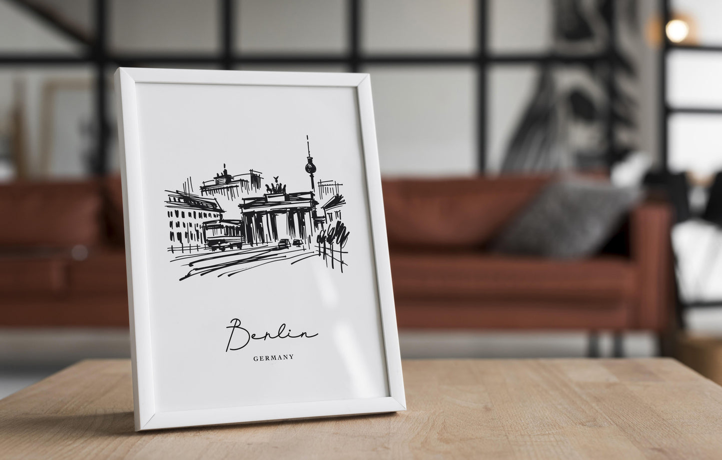 Berlin Landmarks Poster - Black and White Sketch Wall Art for Living Room, Bedroom, Office - Unique Travel Gift Idea