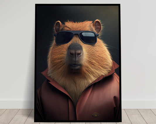 Affiche murale humoristique Capybara, Poster d'action avec Capybara et lunettes de soleil, Art mural kitsh à encadrer