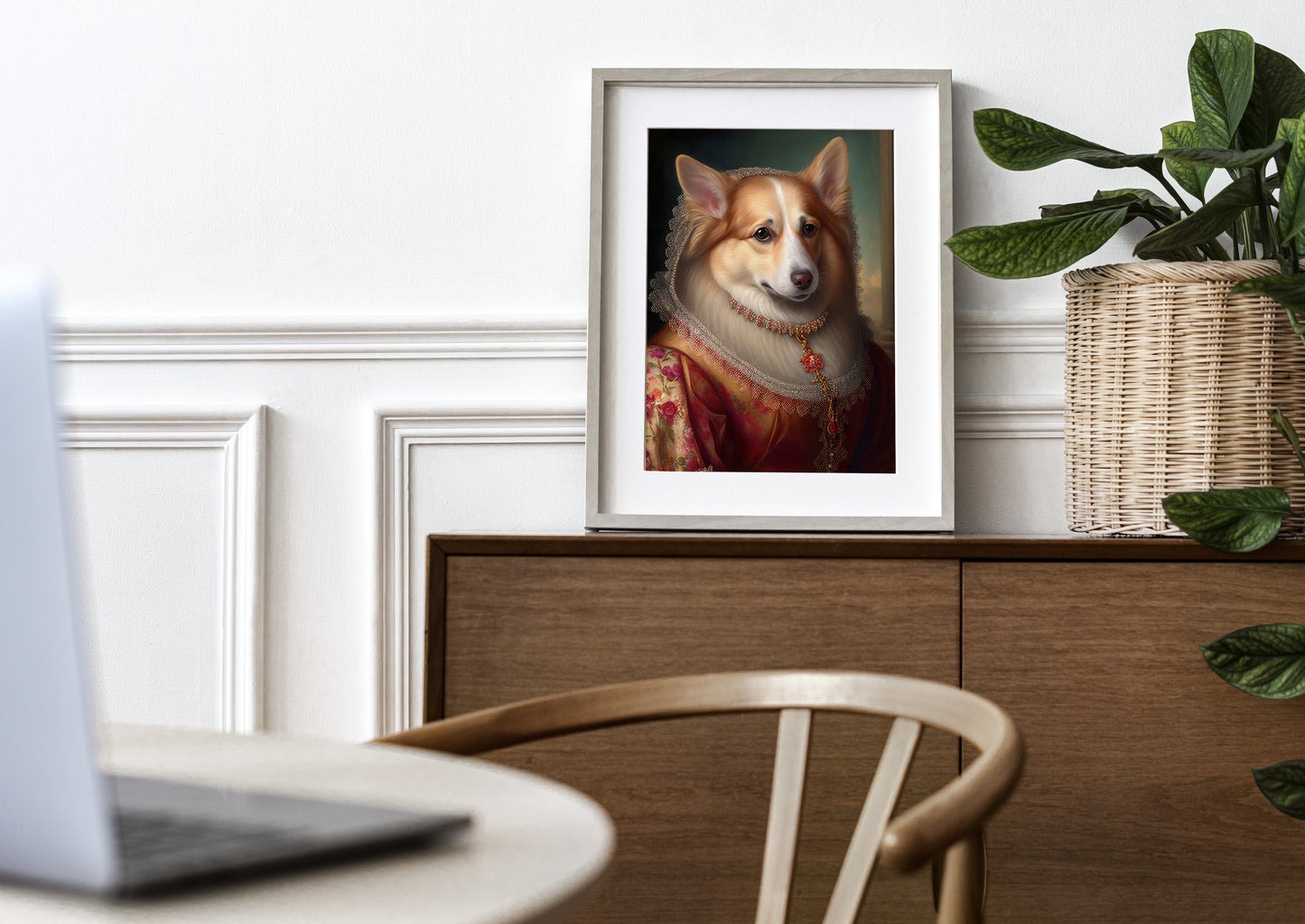 Poster de chien Corgi noble style baroque, Décoration murale animaux, Affiche à encadrer pour votre intérieur