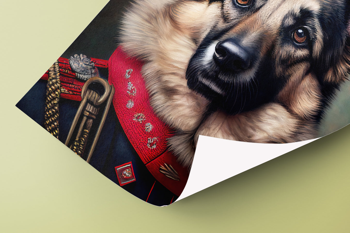 German Shepherd in Military Uniform Poster, Animal Wall Art, Decorative German Shepherd Print, Unique Dog Lover's Wall Decor