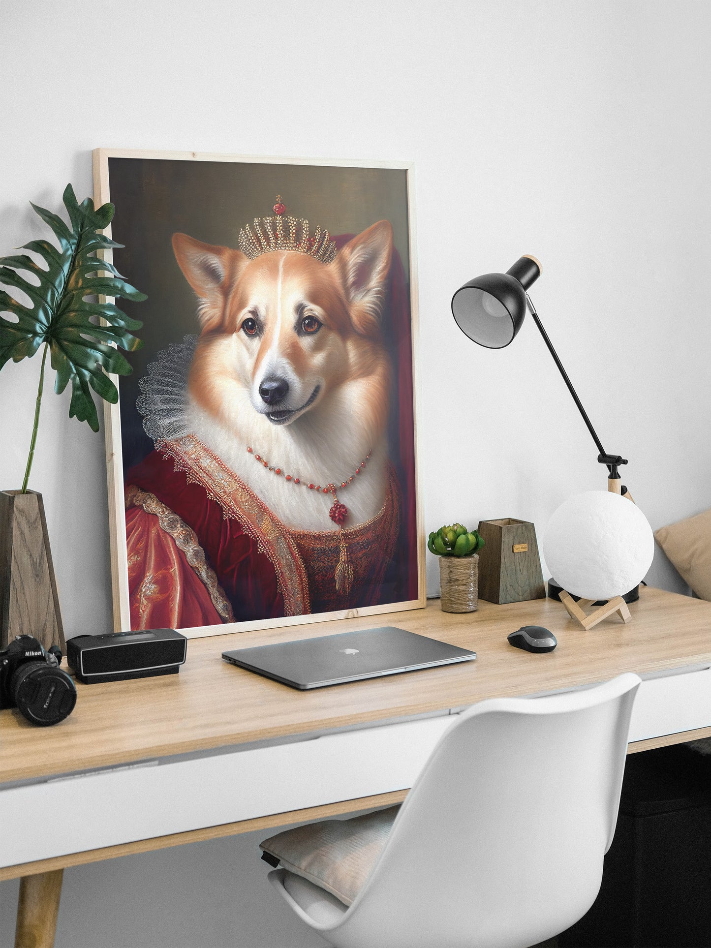 Poster de chien Corgi noble style baroque, Décoration murale animaux, Affiche murale à encadrer