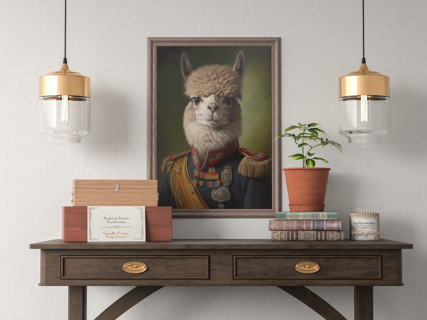 Heroic Alpaca Poster in Military Uniform | Animal Wall Art Decoration for Home | Frameable Alpaca Print