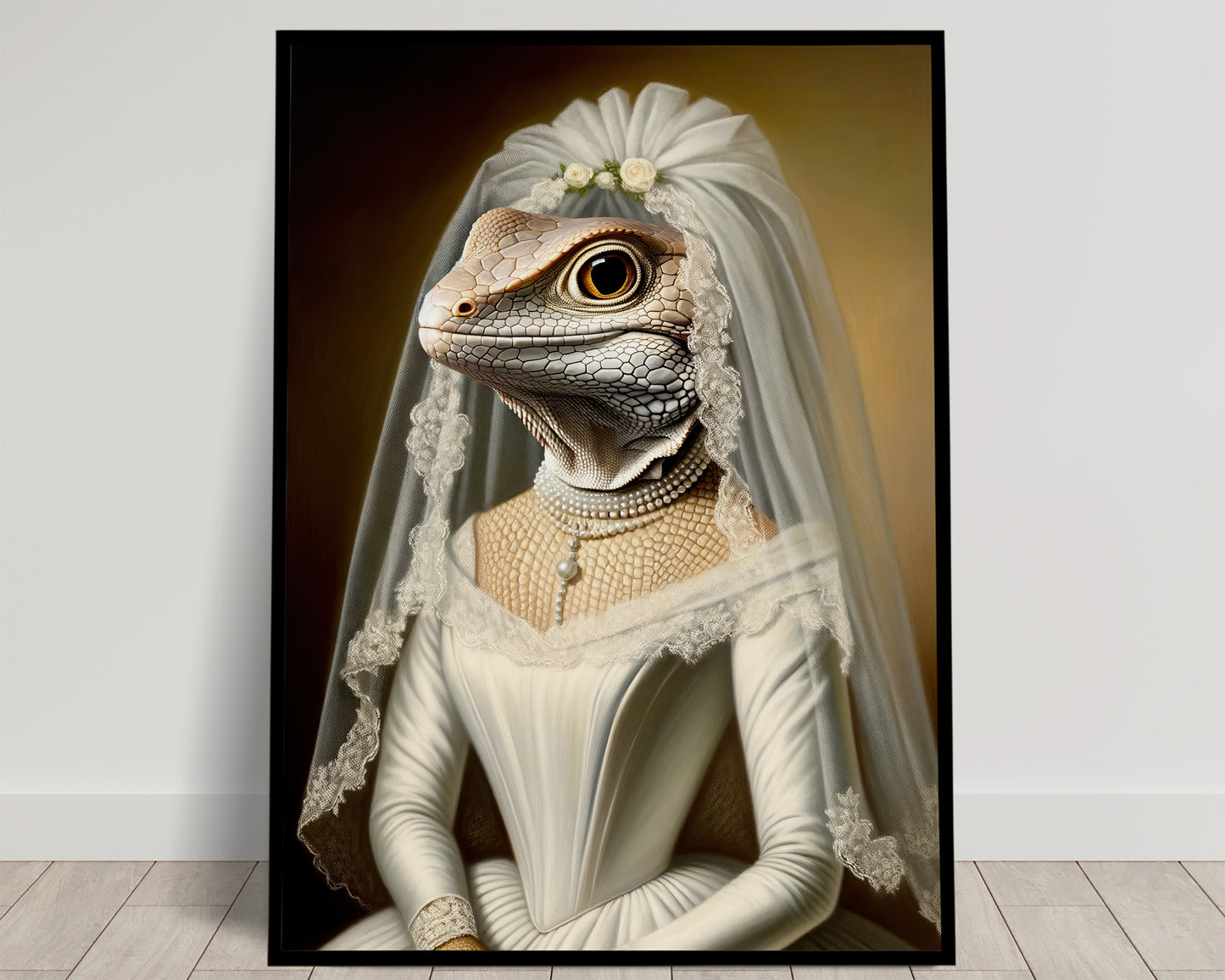 Unique Lizard Wedding Dress Poster - Funny Animal Bride Wall Art - Perfect Gift Decor