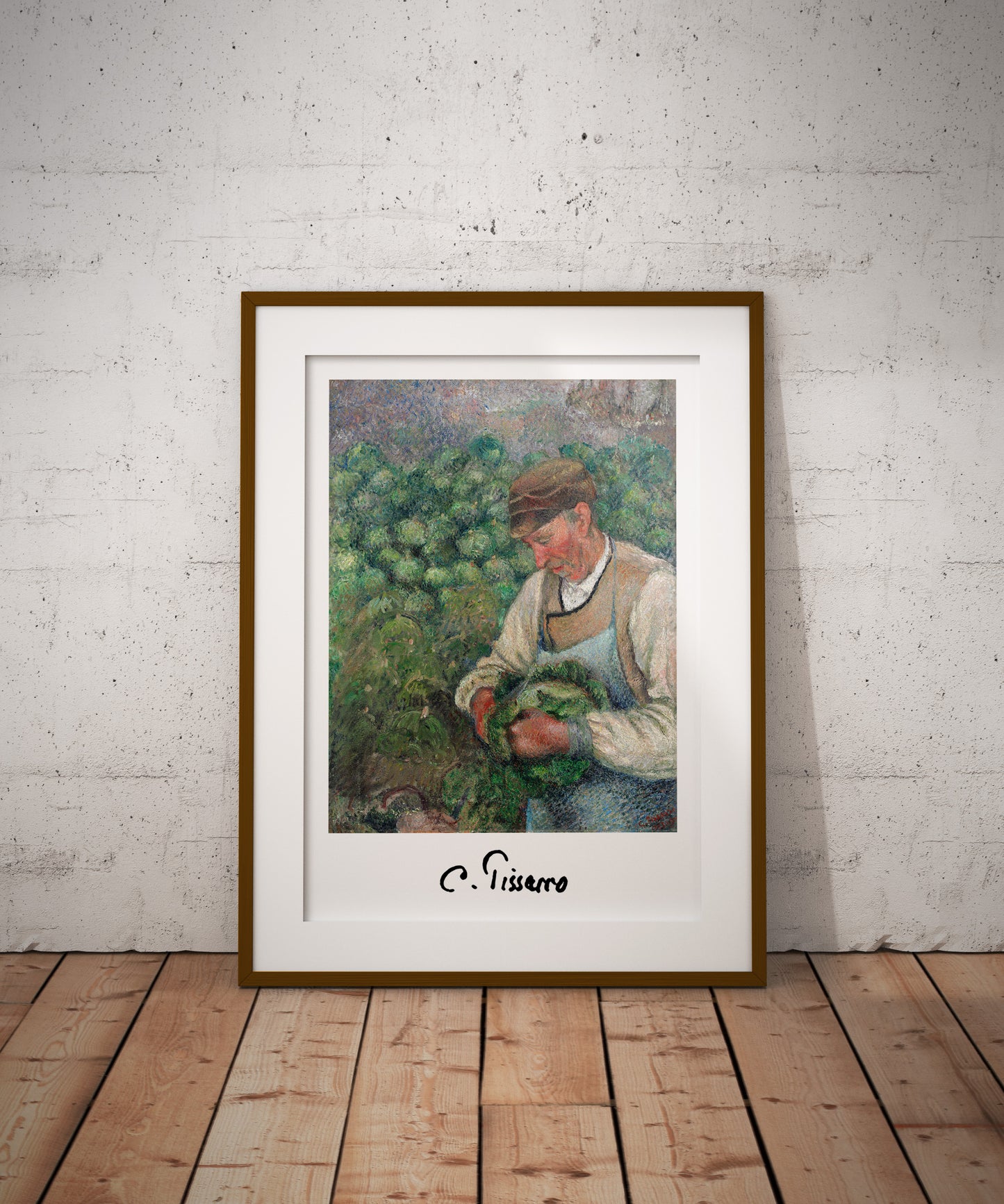 Camille Pissarro Impressionist Masterpiece Poster - The Gardener, Old Farmer with Cabbage, Wall Art Decoration