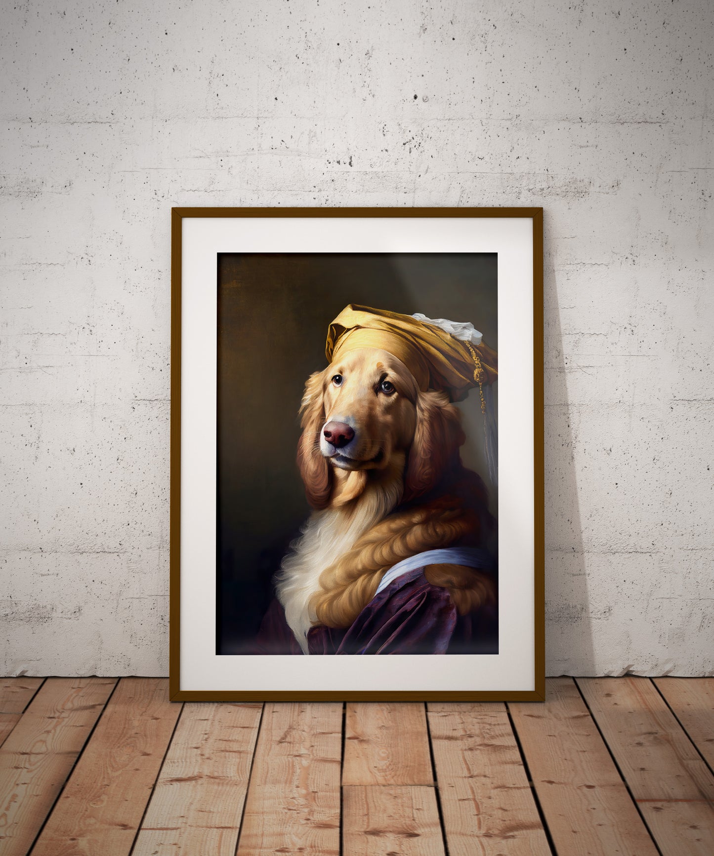 Poster chien style baroque Golden Retriever, Décoration murale noble, Affiche animalière à encadrer