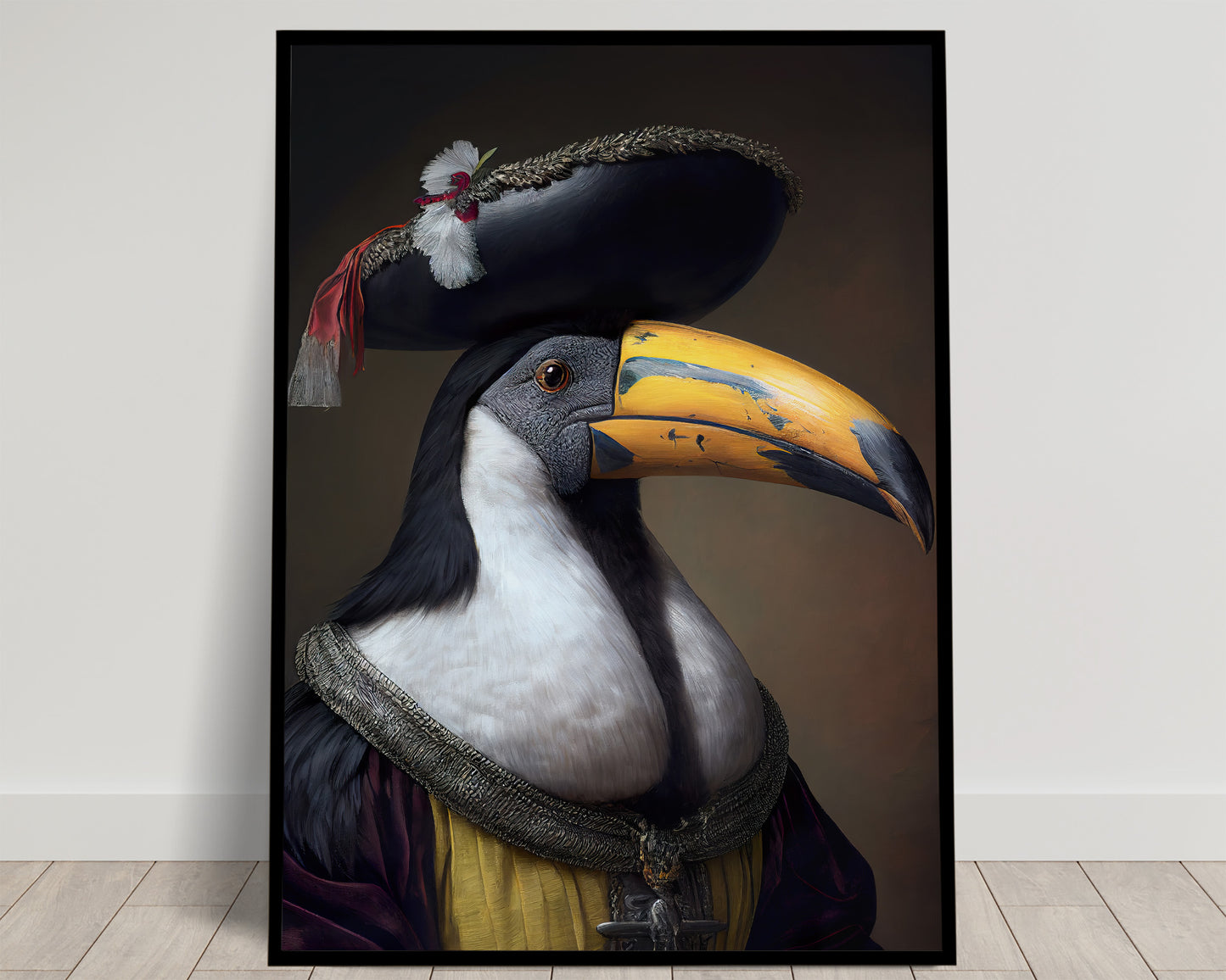 Poster Toucan noble style baroque - Décoration murale oiseaux et animaux - Affiche à encadrer, Toile Peinture ancienne