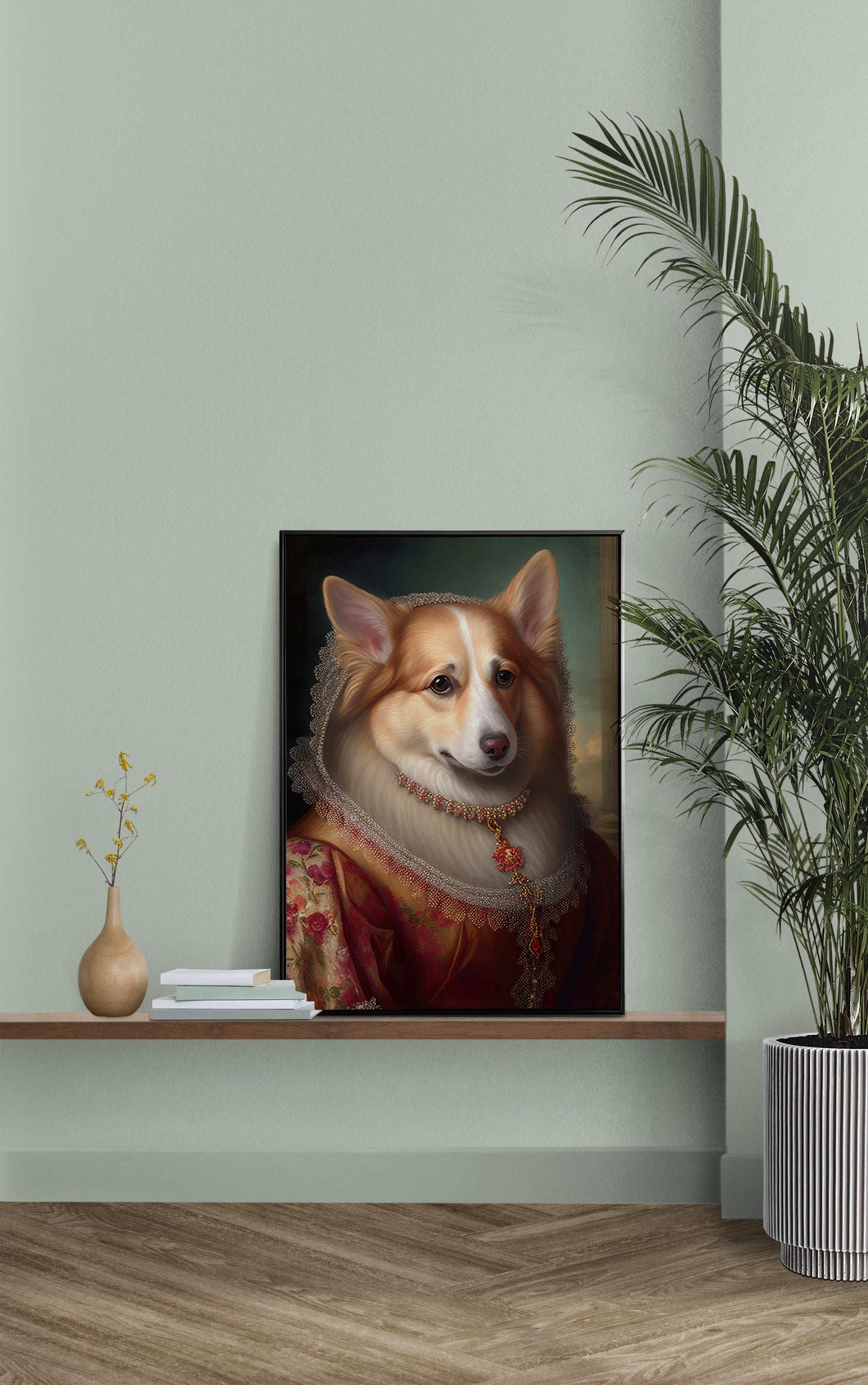 Poster de chien Corgi noble style baroque, Décoration murale animaux, Affiche à encadrer pour votre intérieur