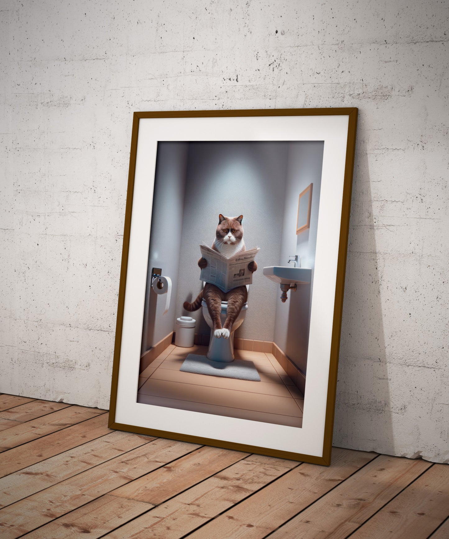 Funny British Shorthair Cat Bathroom Poster – Hilarious WC Wall Art – Unique Gag Gift Decor