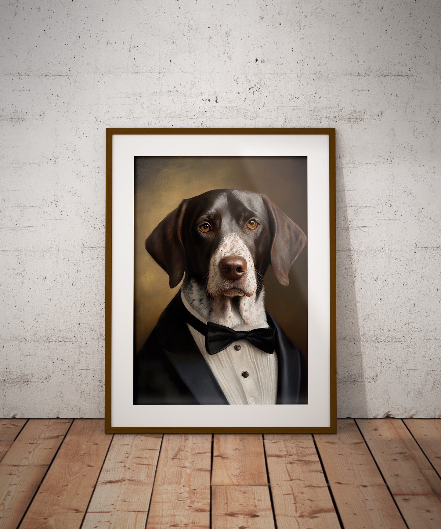 Chic Dog Poster - Short-haired Pointer in Tuxedo Portrait | Humorous Wall Art Print