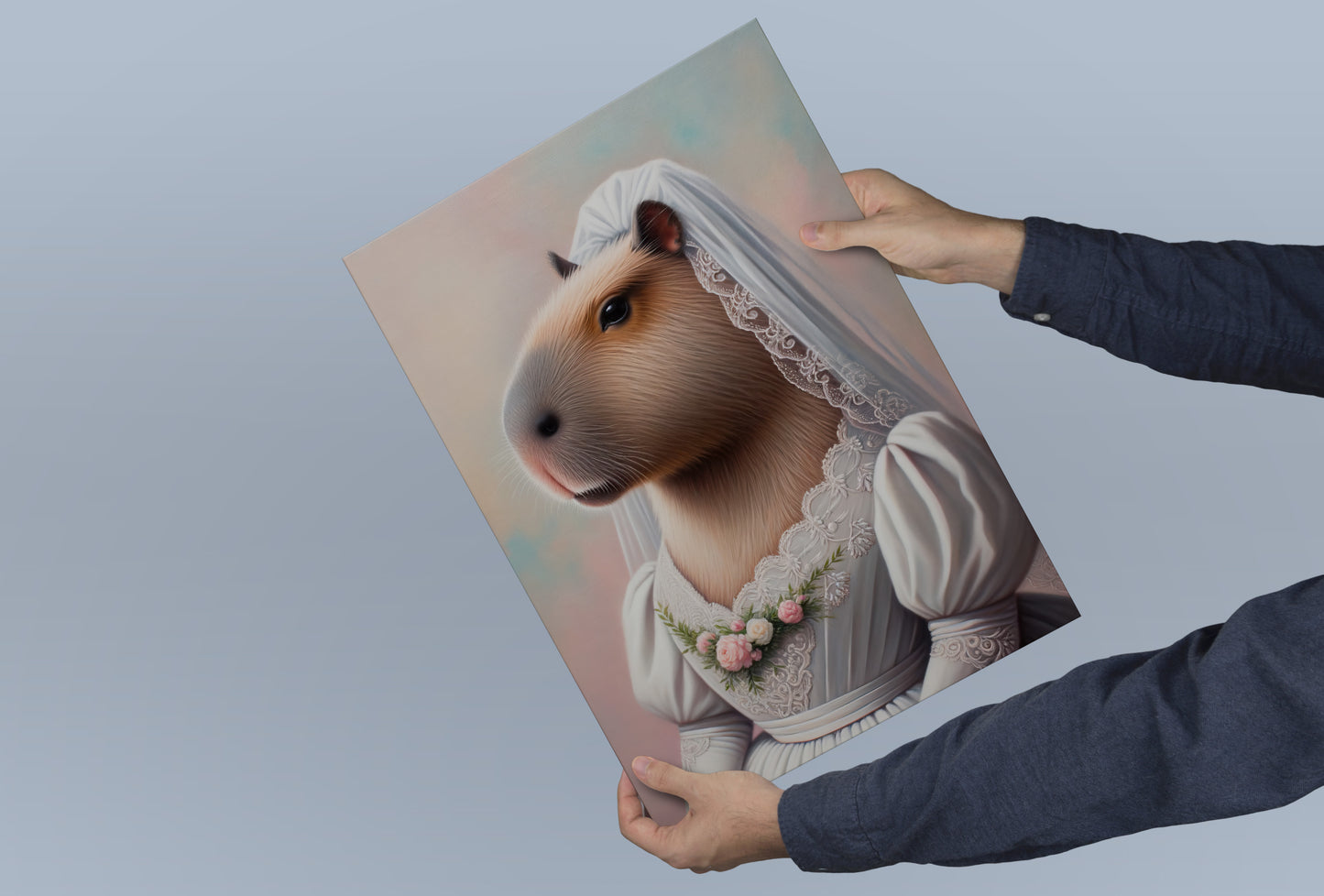 Poster de Capybara en Robe de Mariée - Décoration Murale Animaux Humoristique - Affiche Mariage Cadre