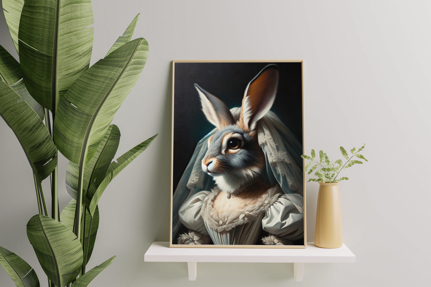 Rabbit Wedding Dress Poster - Funny Animal Bridal Wall Art - Unique Rabbit Bride Decor - Perfect Gift