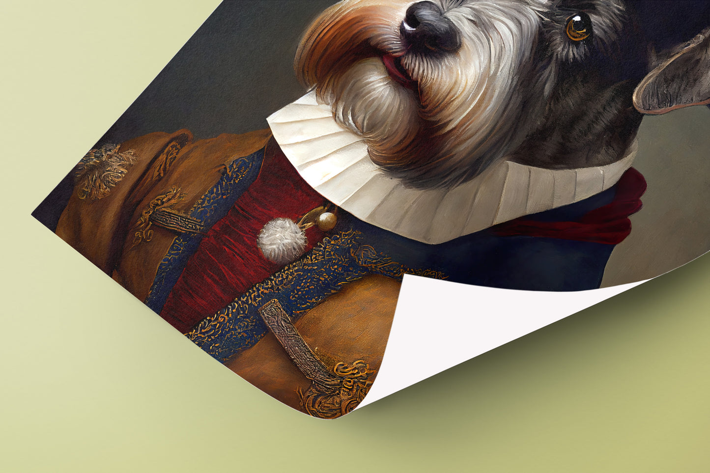 Poster Schnauzer Noble Style Baroque, Décoration Murale Animaux, Affiche Chien pour Intérieur