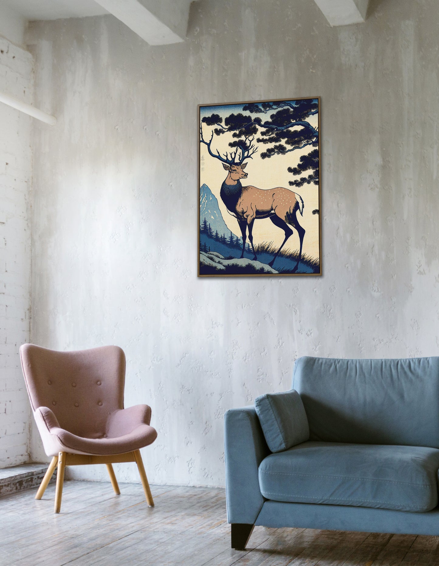 Japanese Deer Poster, Nara Landscape Wall Art, Nature-Inspired Japanese Style Wall Decoration