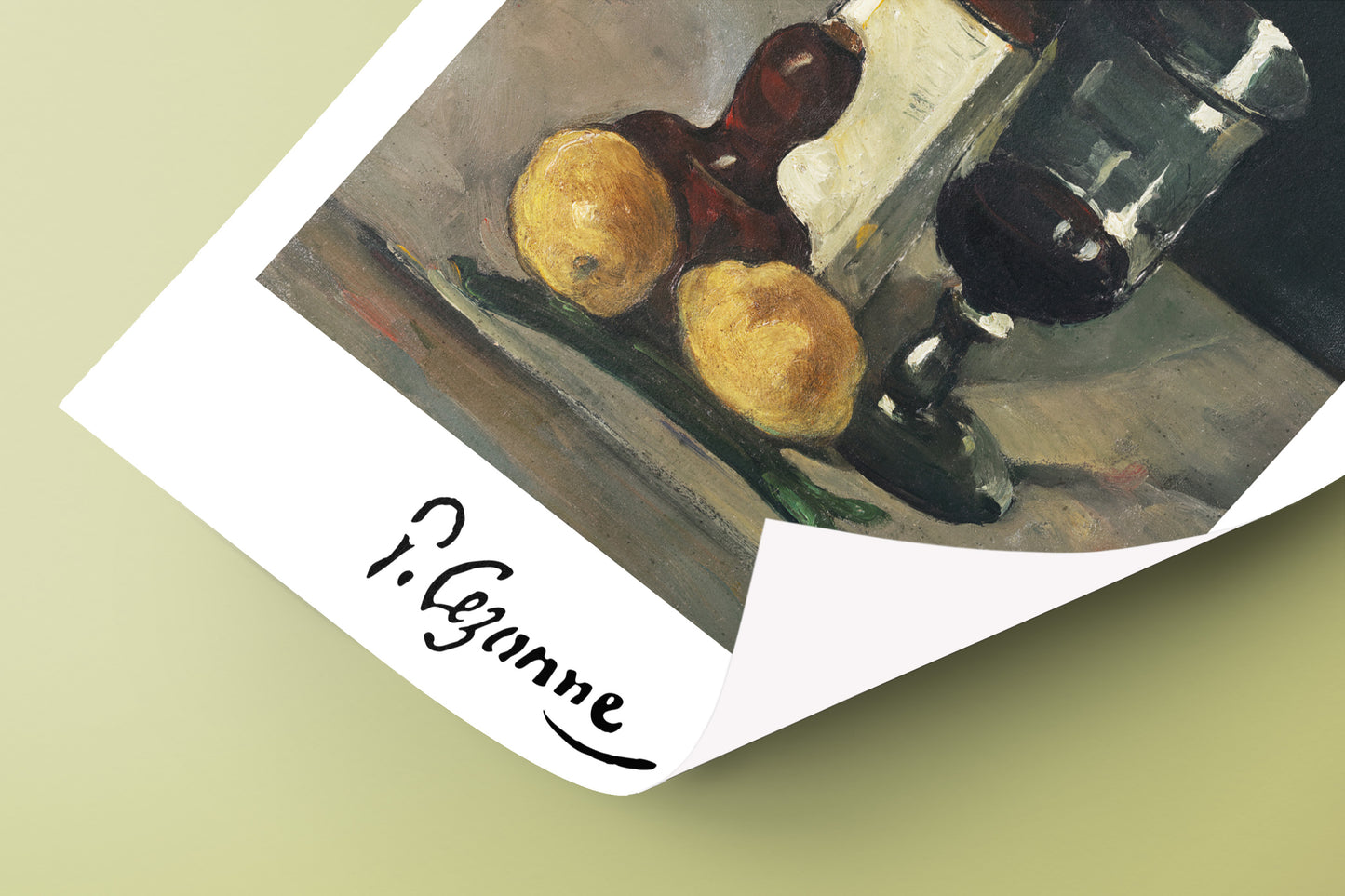 Paul Cézanne Poster - Still Life with Bottles, Glass and Lemons, Impressionist Art Print, Masterpiece Wall Decor