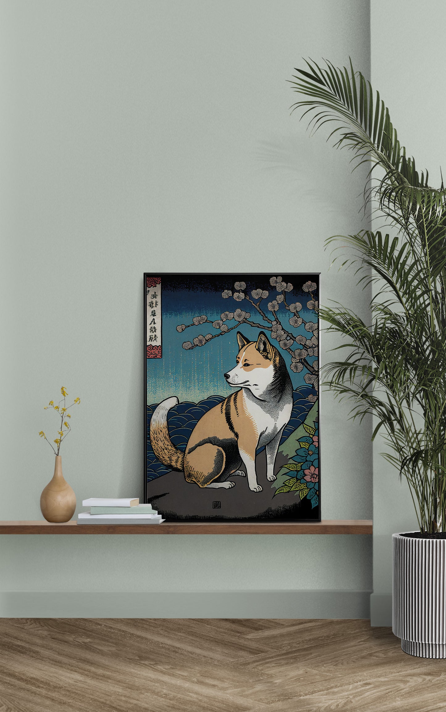 Affiche Murale Shiba-Inu, Art Japonaise Ukiyo-e, Poster Illustration Shiba Inu, Décoration Murale, Art Mural Japonais