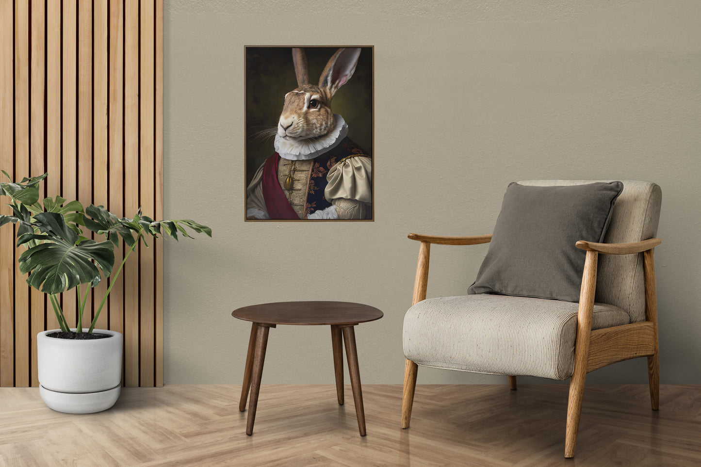 Poster Lapin Noble Style Baroque, Décoration Murale Animaux, Affiche à Encadrer d'Art Mural