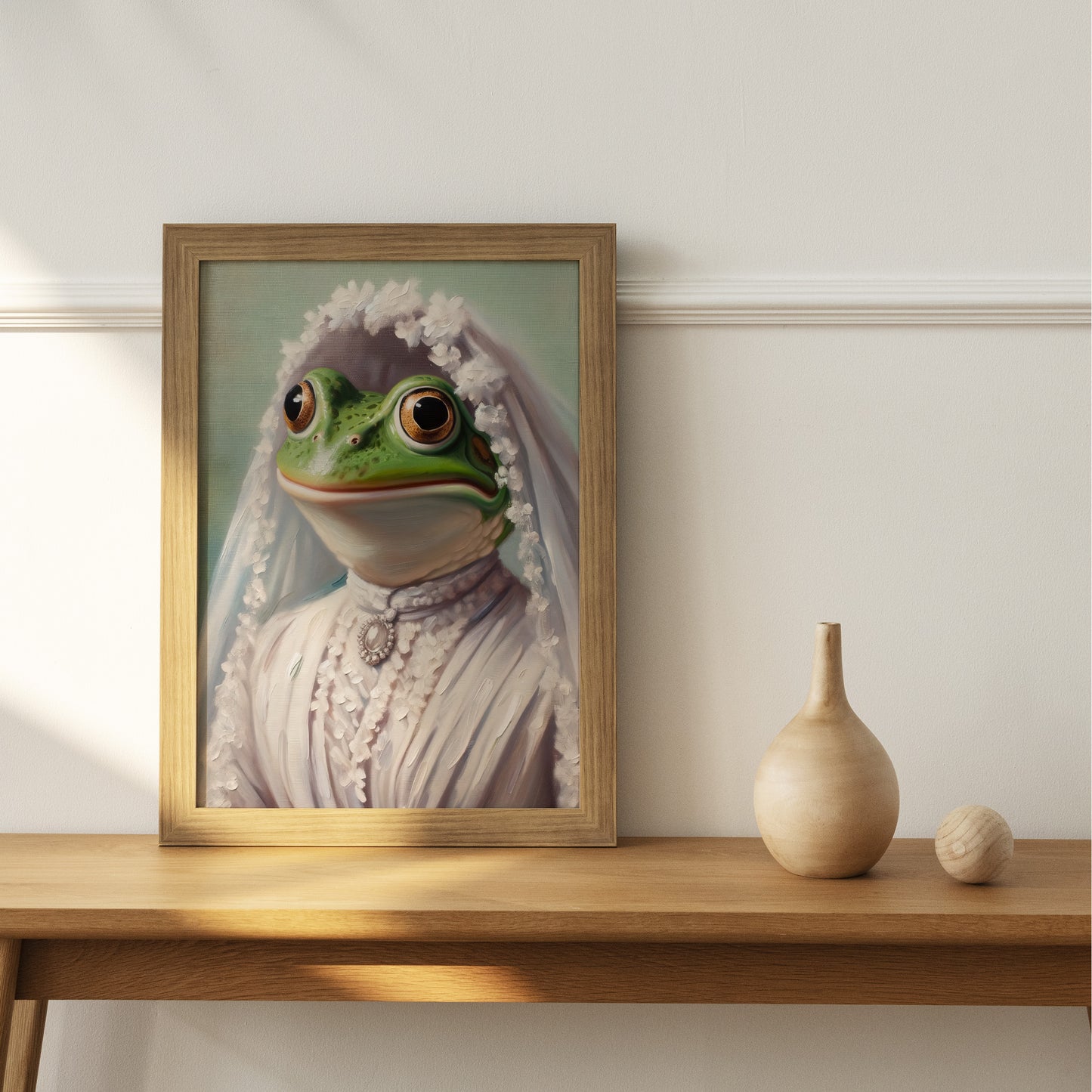 Poster Grenouille en Robe de Mariée – Affiche Murale Animaux Humour, Déco Murale Mariage Cadre