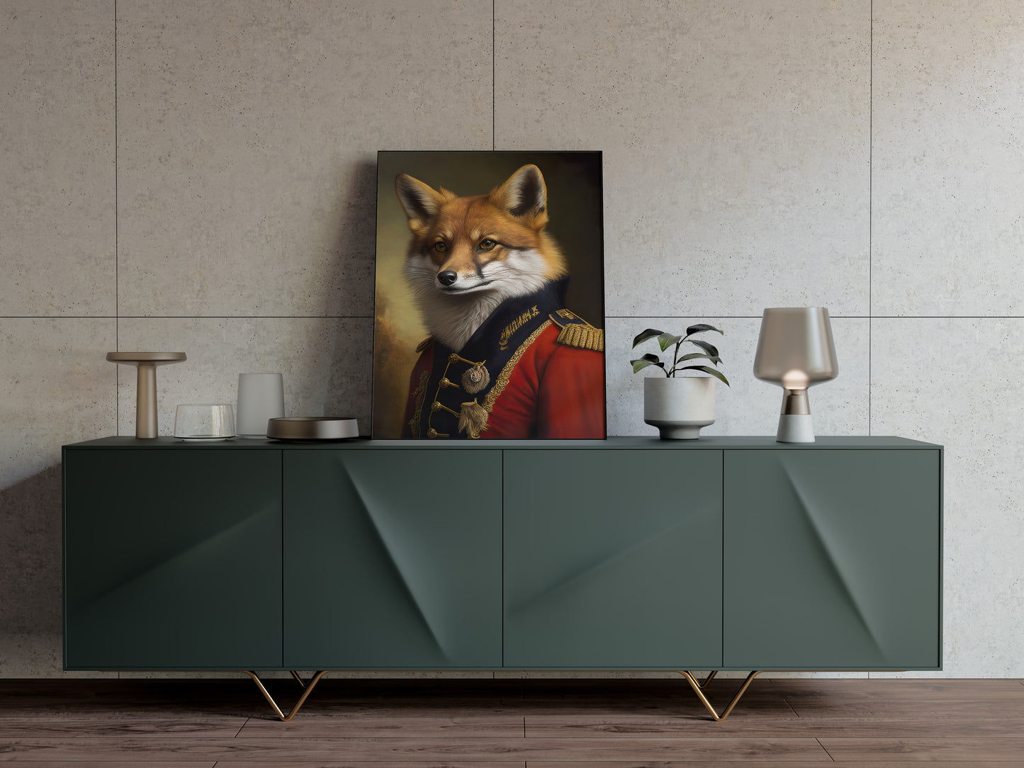 Poster Renard en Uniforme Militaire - Art mural Animaux, Décoration Murale, Impression Heroique, Art pour Intérieur