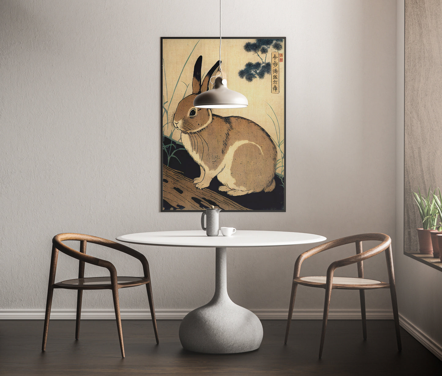 Poster Lapin, Illustration japonaise, Impression Ukiyo-e, Art mural, Décoration murale, Poster japonais Lapin