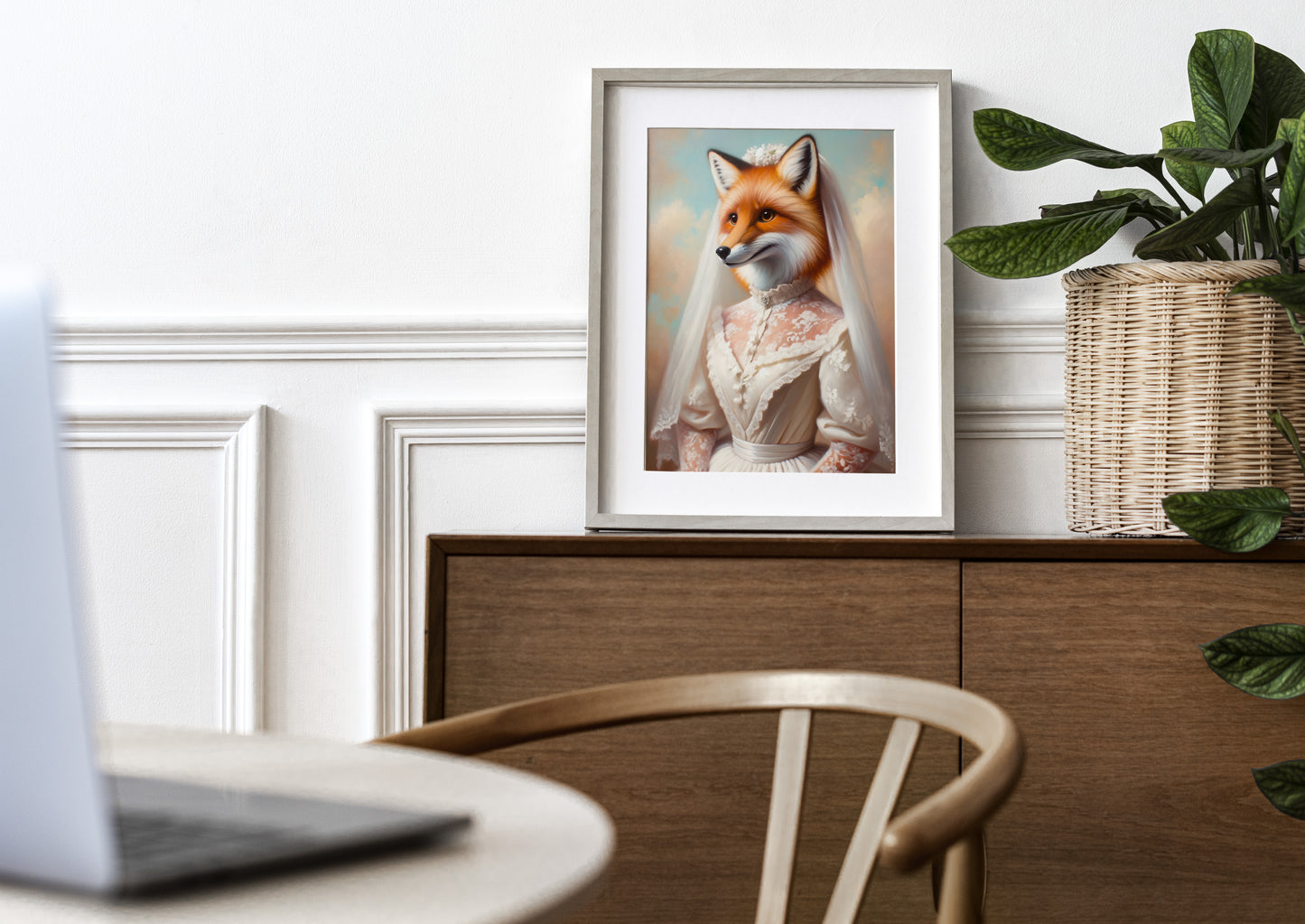 Vixen Bride Poster - Funny Animal Wall Art Decor - Unique Fox Wedding Dress Print - Perfect Gift