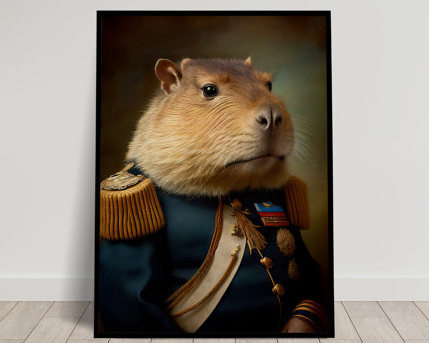 Poster Capybara en Uniforme Militaire - Décoration Murale Animaux, Art Mural Unique et Original