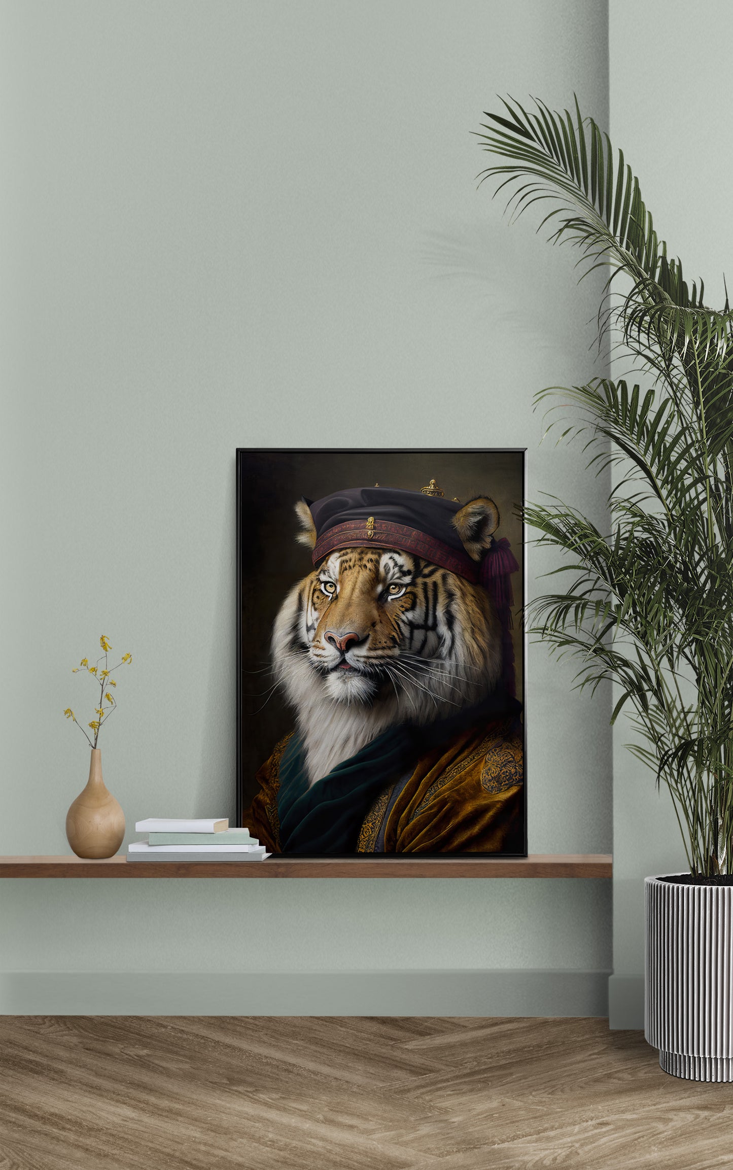 Poster de tigre noble style baroque - Décoration murale d'animaux, affiche féline à encadrer pour votre intérieur