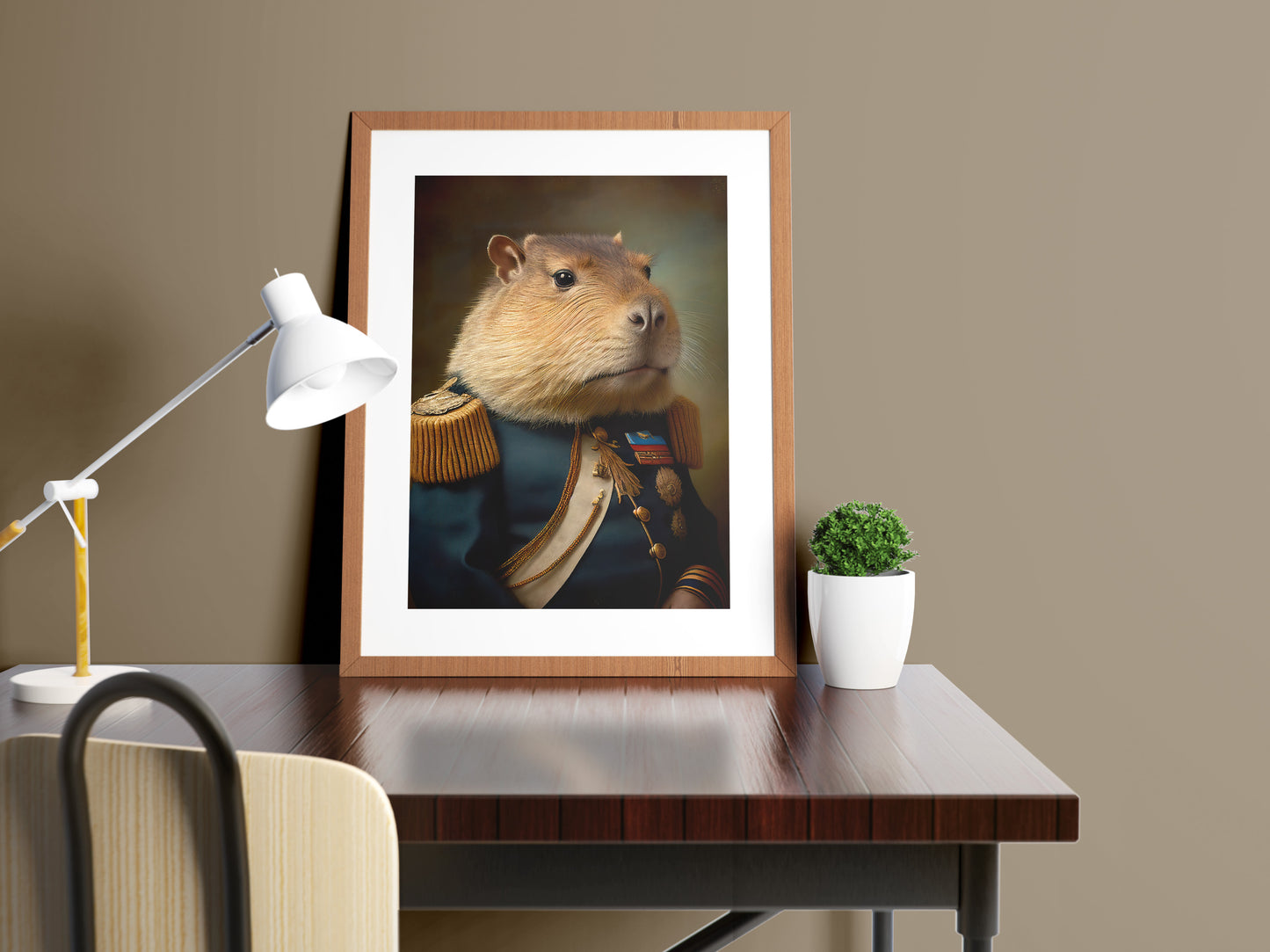 Poster Capybara en Uniforme Militaire - Décoration Murale Animaux, Art Mural Unique et Original