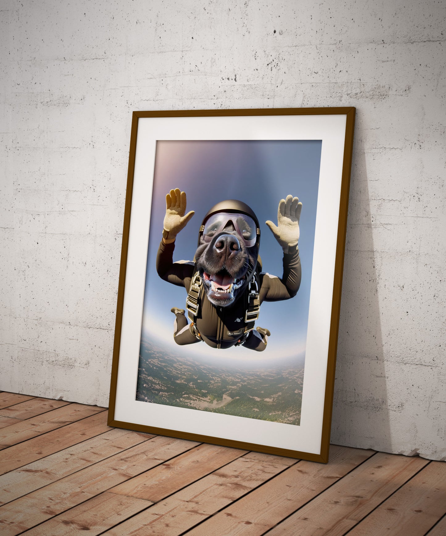 Affiche murale Labrador Skydiving, Poster Chien en Parachute, Décor Sport Extrême, Idée cadeau unique pour maison